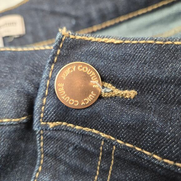 Juicy Couture Flaunt It Bottom Enhancing Dark Wash Denim Cuffed Bermudas size 10 - Picture 4 of 13